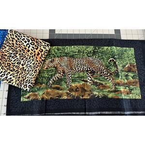 2 pc Leopard Print Fabric Bundle Exclusively Quilters Pannel Leopards 22.5 x 42